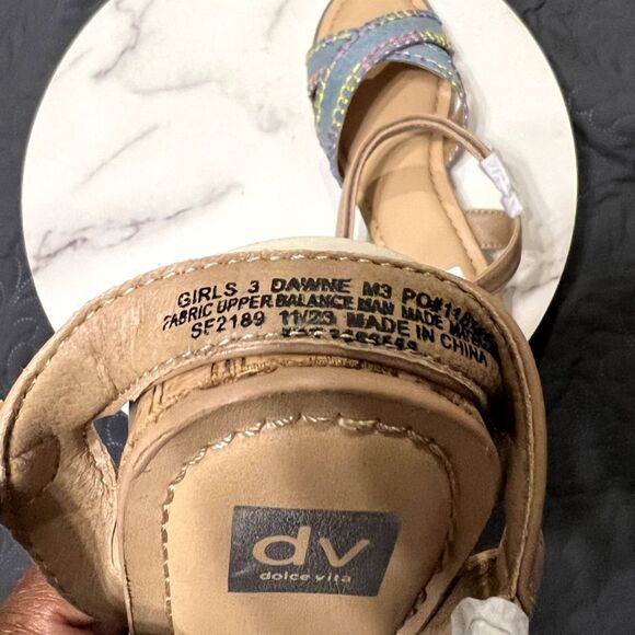 DV by Dolce Vita Kids' Dawne Whipstitch Sandal Summer Cute Kidcore SZ 3:NWT/Box - Picture 10 of 12
